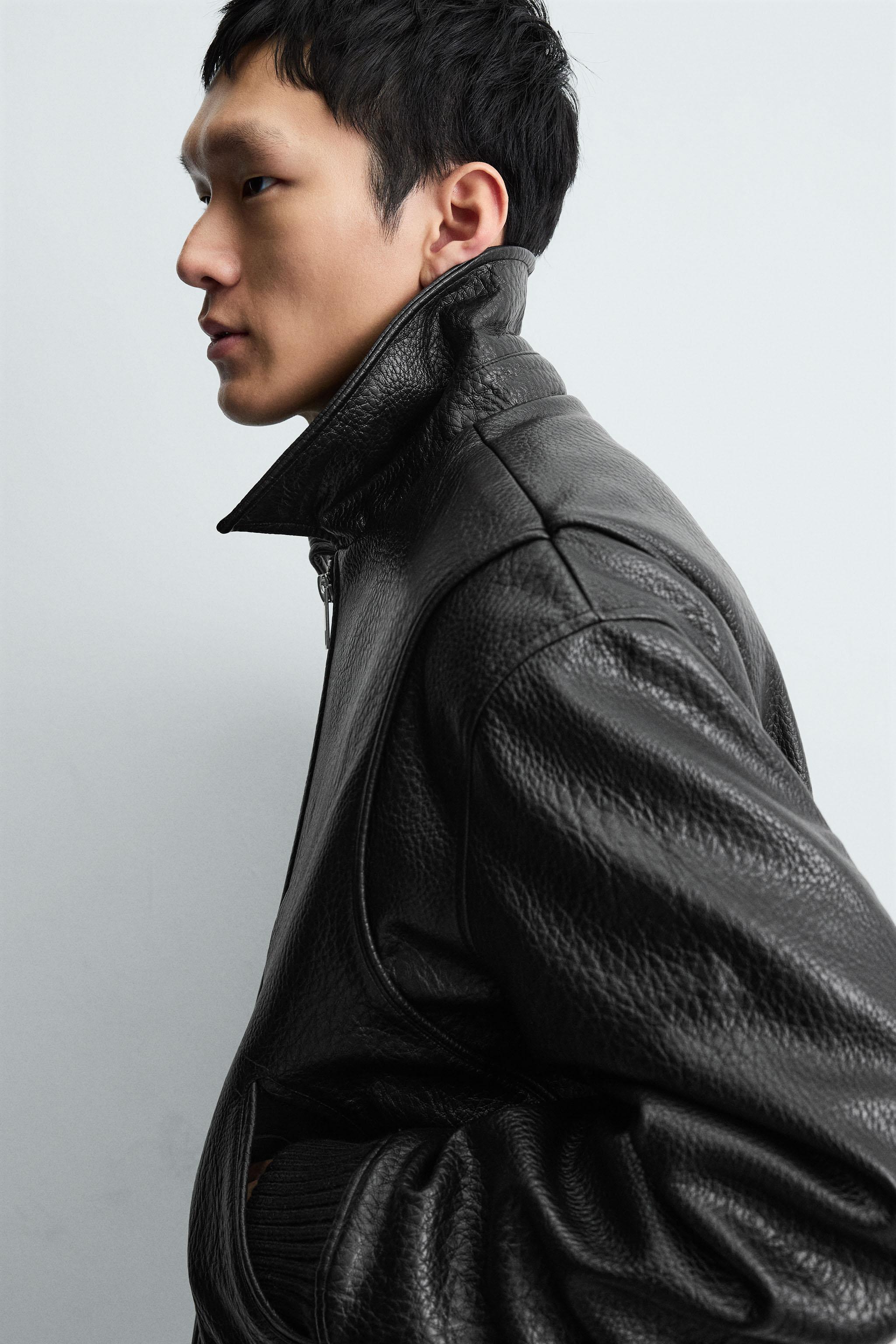 TEXTURED FAUX LEATHER JACKET - Black | ZARA South Africa