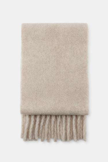 CHUNKY FRINGED SCARF - Stone by Zara