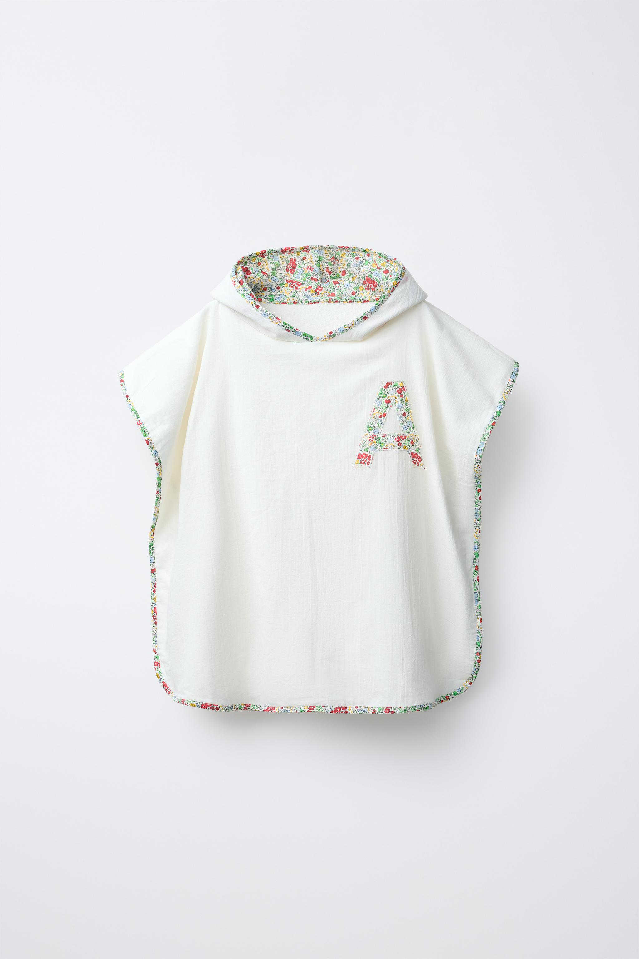 PONCHO SERVIETTE TEXTURE INITIALE LISERÉS FLEURS