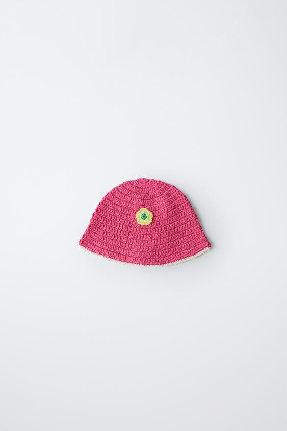 GORRO CROCHET FLOR - Fucsia de Zara - Imagen 0