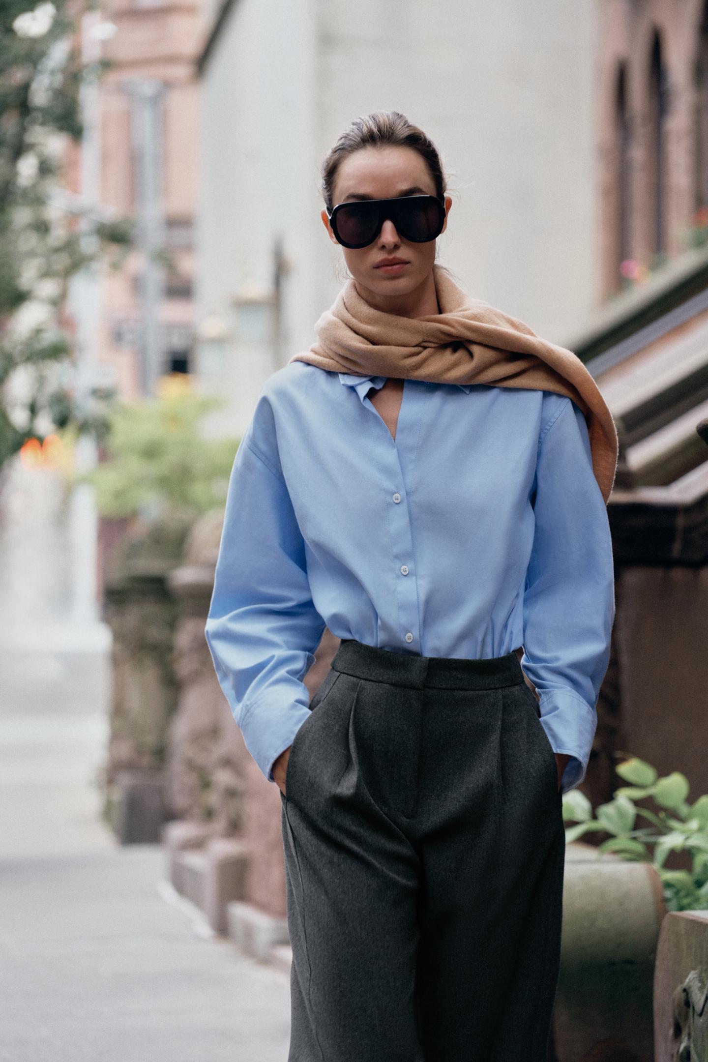 Женские брюки Zara Elastic Waist Pleated, цвет: Серый меланжевый — фото 3
