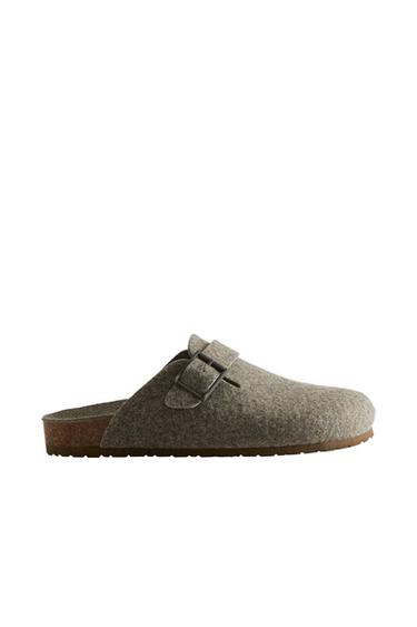 SABOT FEUTRE À BOUCLE - Vert kaki de Zara