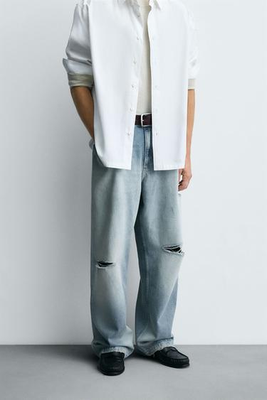 JEANS BAGGY FIT ROTOS - Azul claro de Zara