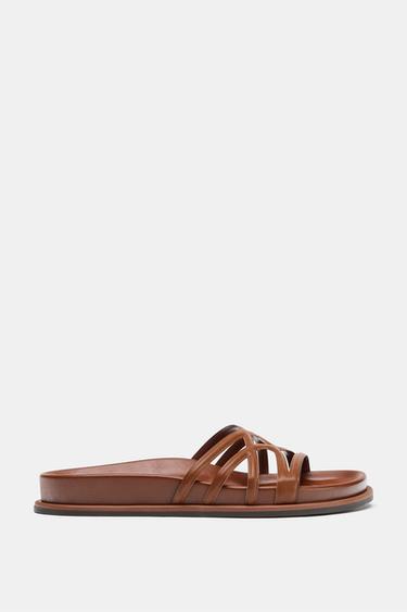 MULTI-STRAP FLAT SANDALS - Brown by Zara