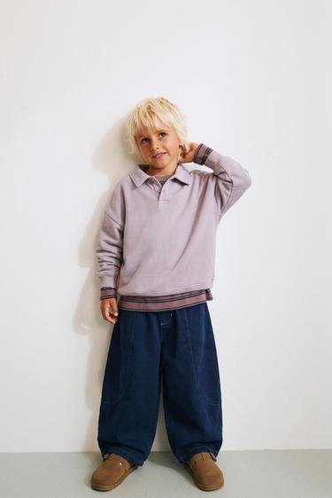 BALLOON TROUSERS WITH TOPSTITCHING - Navy blue by Zara