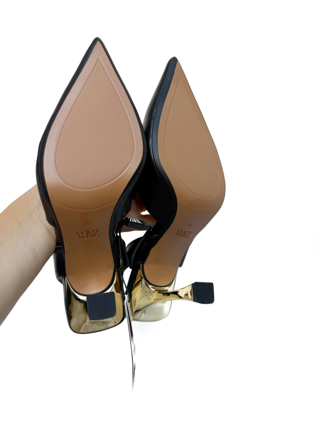 METALLIC HEELED SLINGBACK SHOES - Image 6