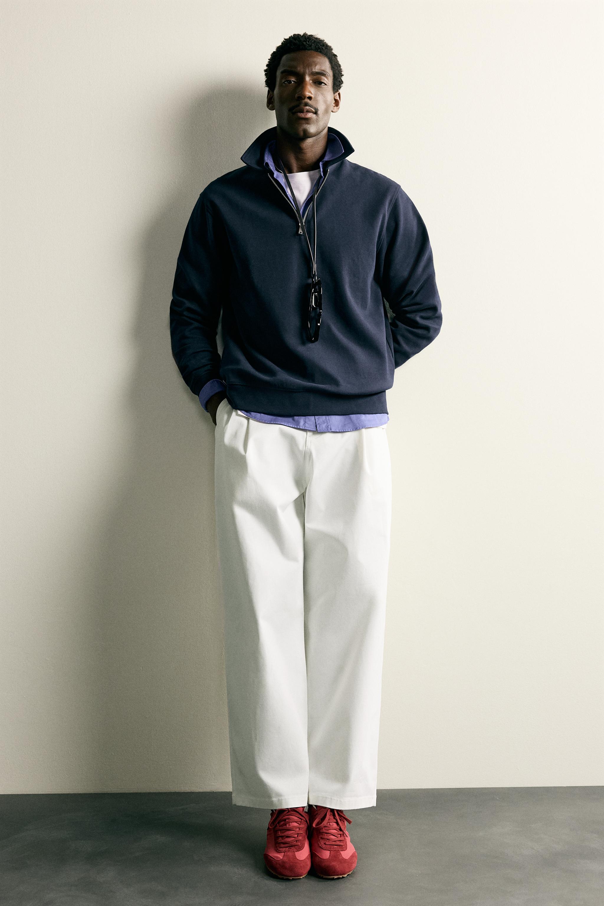 INTERLOCK ZIP POLO SWEATSHIRT - Navy blue | ZARA United States