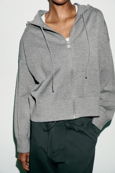 SUDADERA PUNTO CAPUCHA - Gris de Zara
