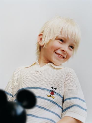 POLOHEMD AUS STRICK MIT BAUMWOLLE UND LEINEN – MICKY MAUS © DISNEY - Weiß / Blau von Zara