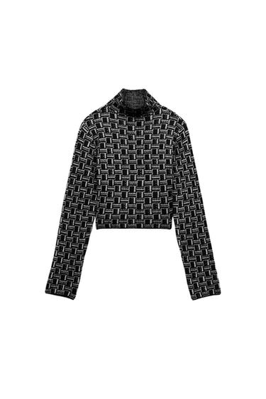 GEOMETRIC JACQUARD KNIT TOP