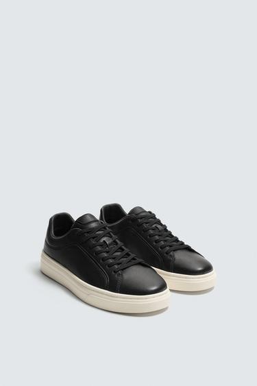 SKÓRZANE SNEAKERSY - Czarny Zara