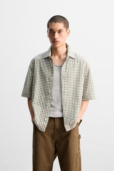 BOXY FIT CHECK SHIRT - Blue by Zara