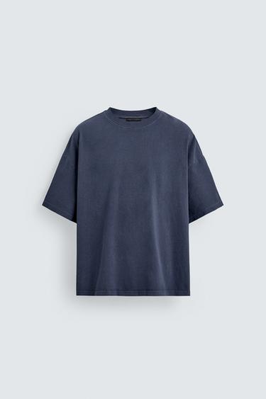 CAMISETA BÁSICA LAVADA - Azulón de Zara