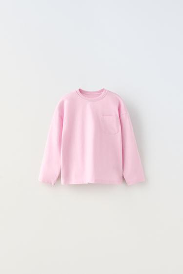 ОДНОТОННАЯ ФУТБОЛКА С КАРМАНОМ — РОЗОВЫЙ от Zara — изображение 0