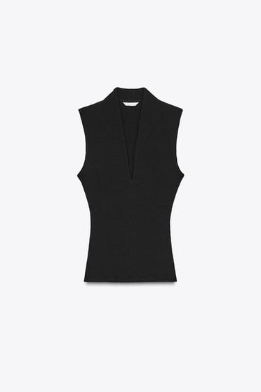 CAMISETA RIB RÚSTICA - Negro de Zara