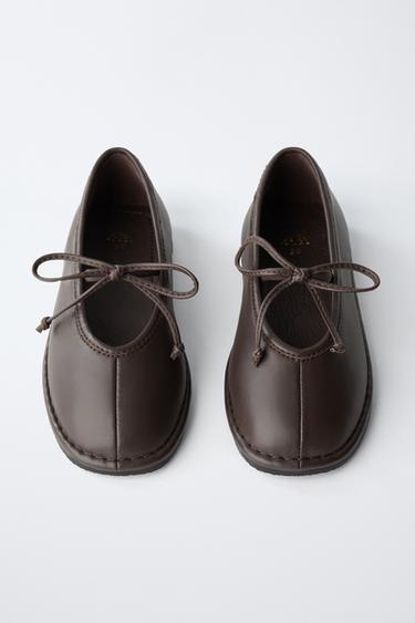 BALLERINES EN CUIR - Marron de Zara - Image 3