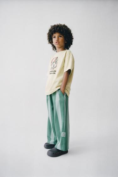 STRIPED PLUSH CULOTTES - Green stripe by Zara