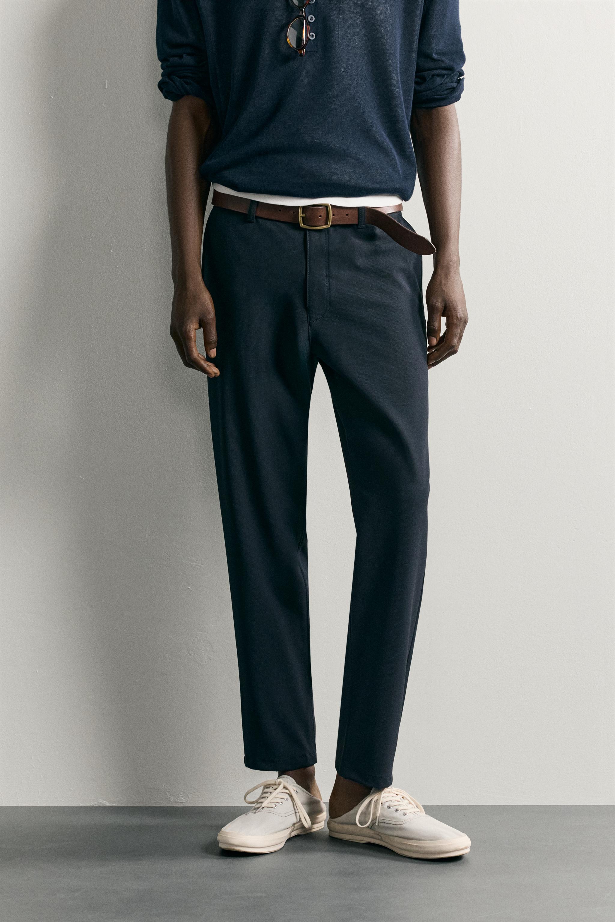COMFORT STRUCTURED CHINO PANTS — Dark navy (alternate view)