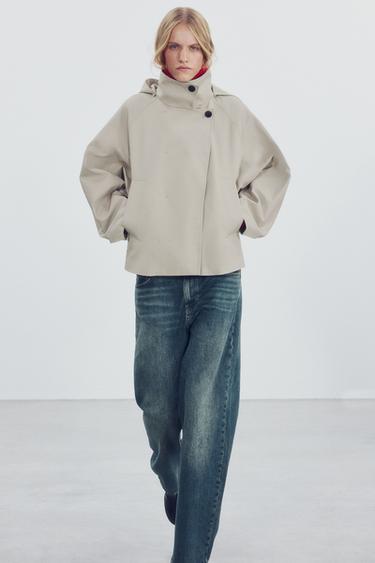 معطف باركا قصير مقاوم للماء ZW COLLECTION - صخري by Zara