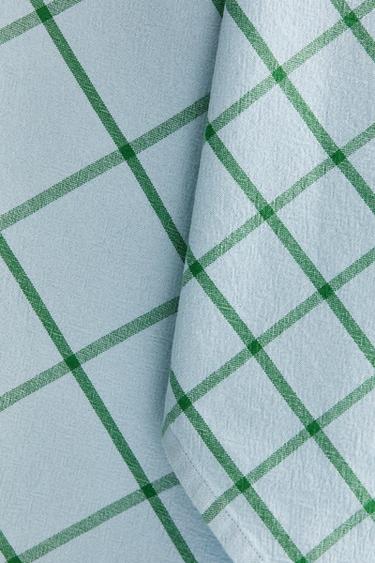PACK OF CHECK COTTON TEA TOWELS (PACK OF 2) - Blue by Zara - Image 1