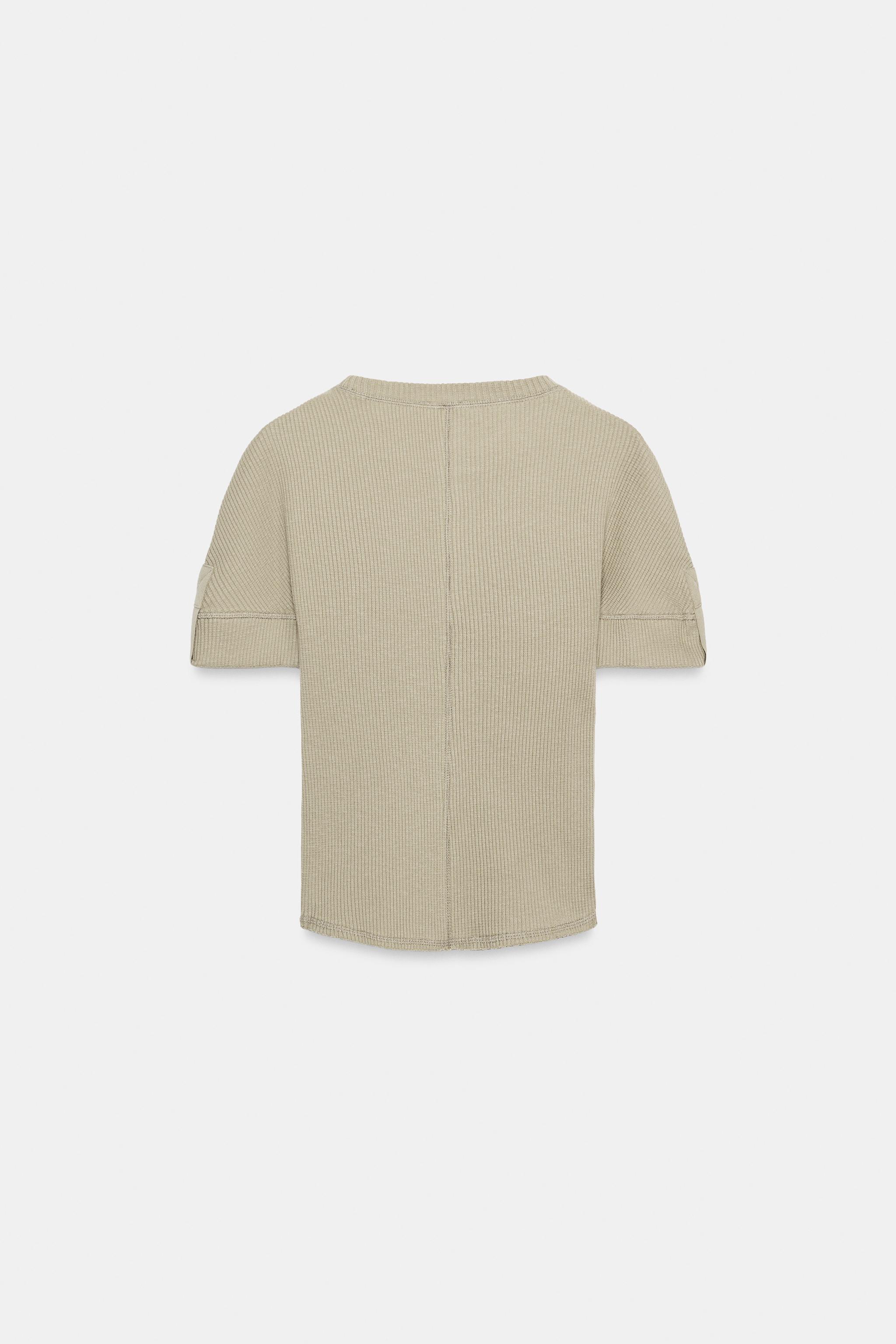 Женские футболки Zara COTTON RIB T-SHIRT — фото 6