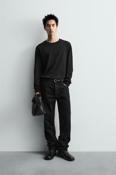 МЕРСЕРИЗОВАННАЯ ФУТБОЛКА С ДЛИННЫМИ РУКАВАМИ — LIMITED EDITION — ЧЕРНЫЙ от Zara