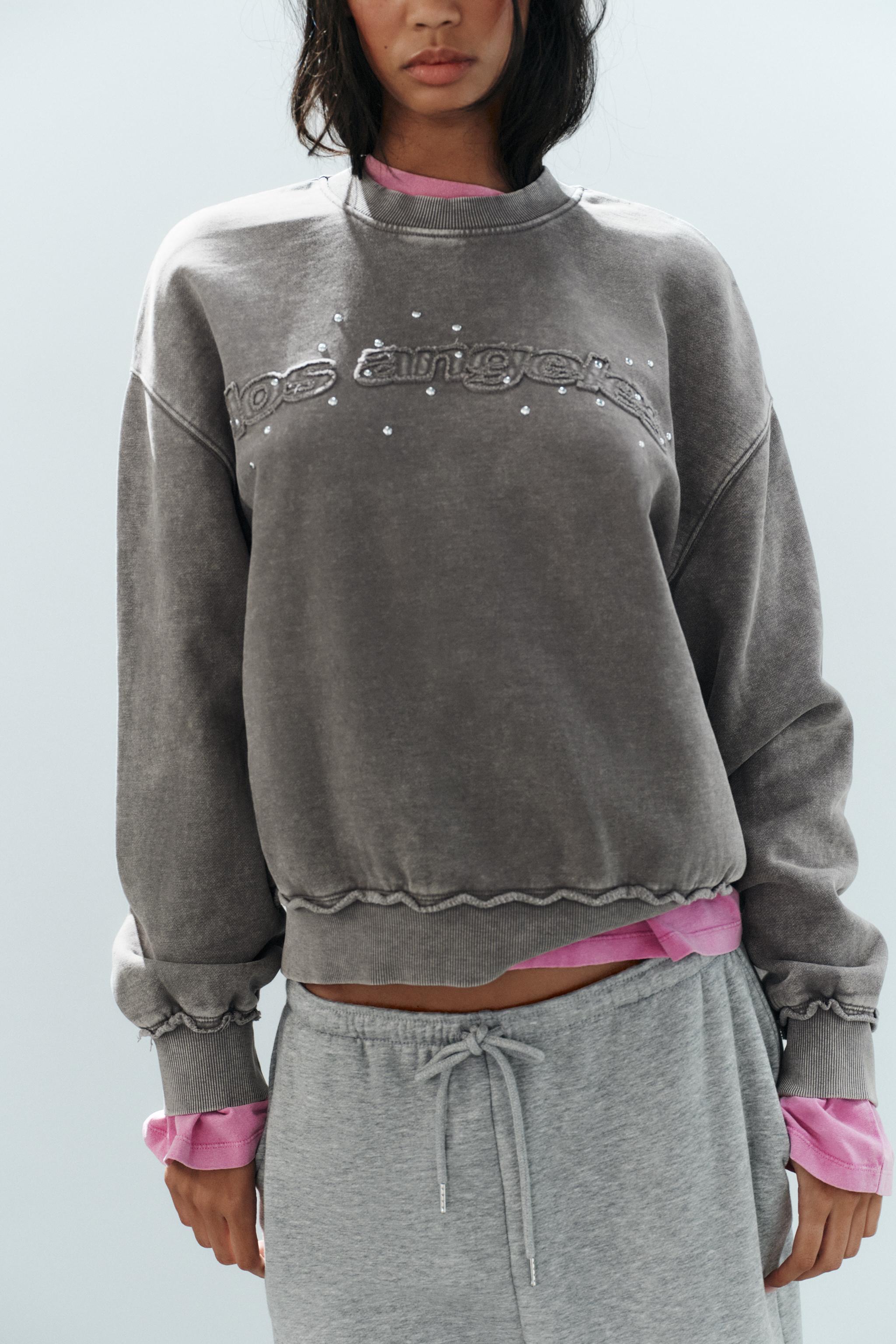 Studded Embroidered Sweatshirt by Zara