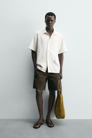 TEXTURED POCKET SHIRT - Oyster-white by Zara - Image 0