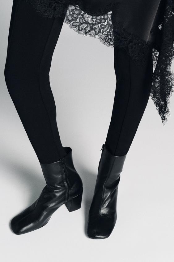 WIDE HEELED LEATHER ANKLE BOOTS