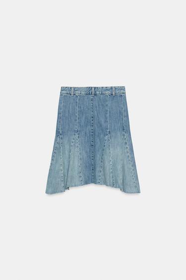 JUPE EN JEAN TRF À GODETS - Bleu de Zara - Image 5