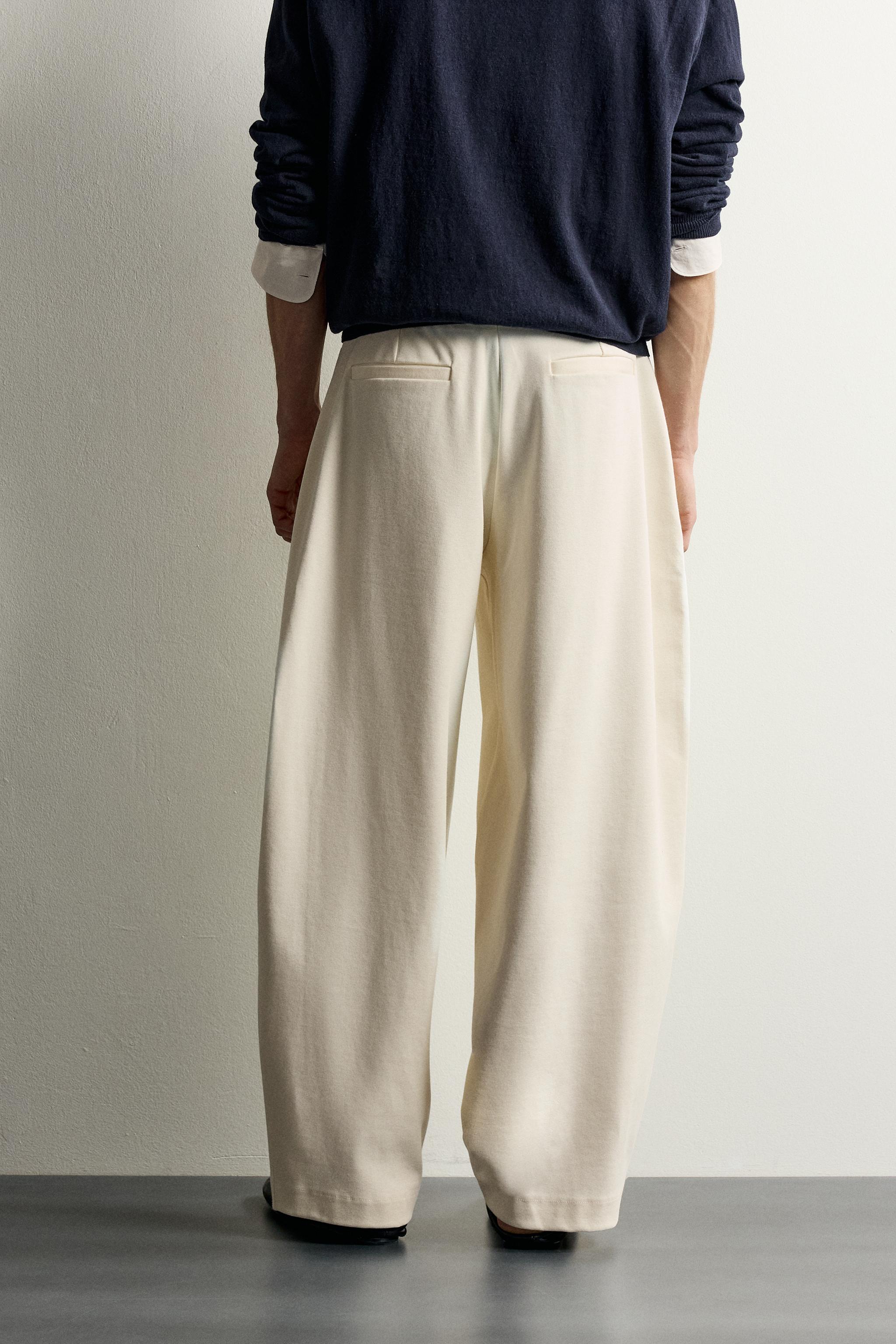 Мужские брюки Zara COMPACT RIB BALLOON FIT PANTS — фото 3