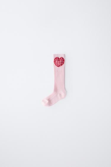 GINGHAM HEART SOCKS - Pink by Zara