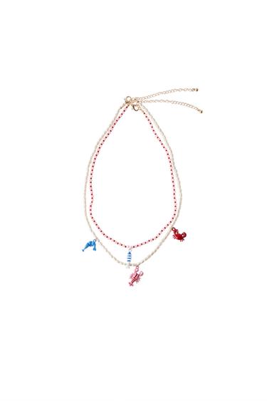 PACK DOS COLLARES PERLAS Y ABALORIOS MAR - Blanco de Zara