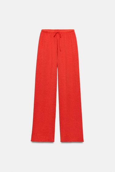 RUSTIC WIDE-LEG TROUSERS - Red by Zara - Image 5