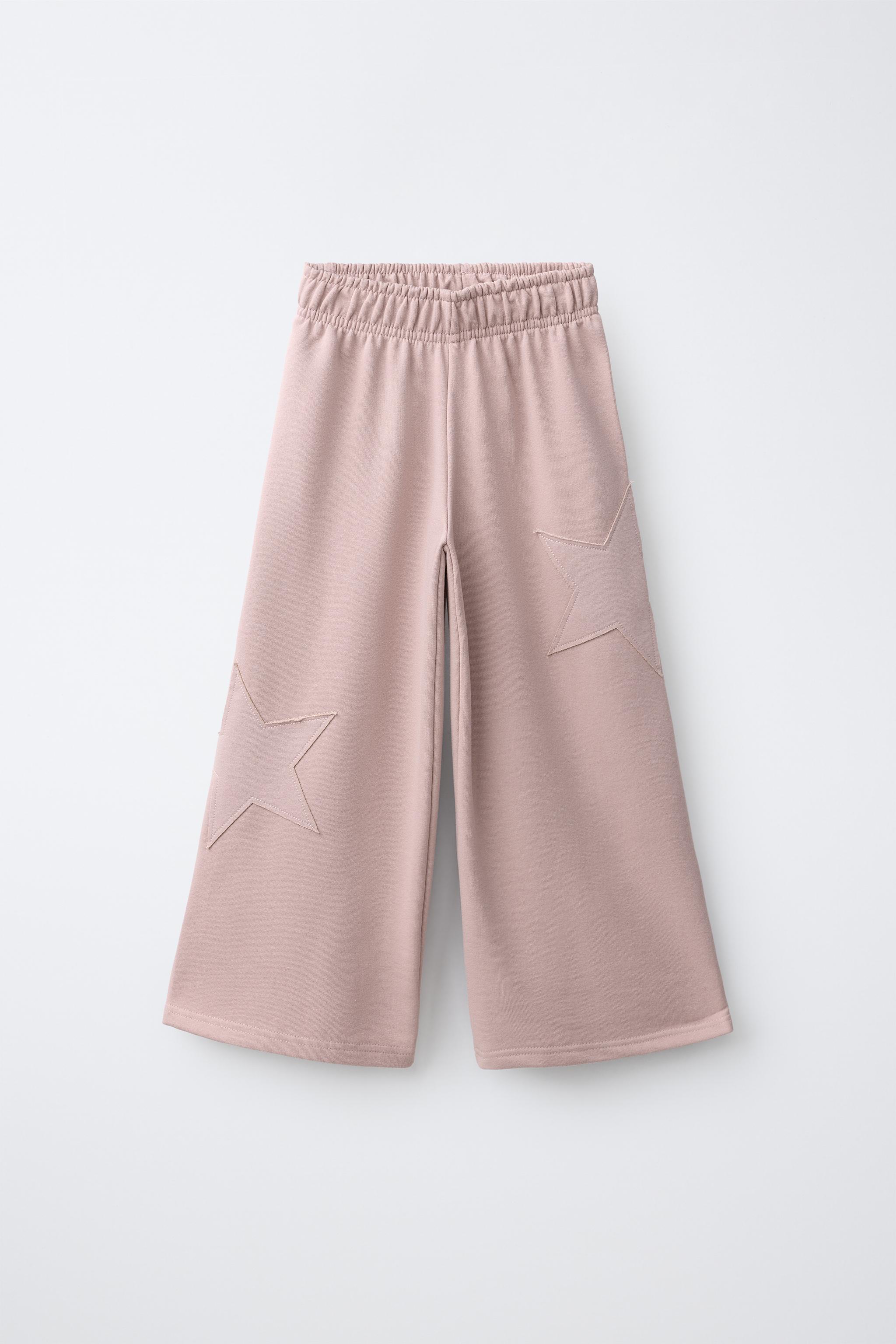 STAR PATCH WIDE LEG PANTS — Pink