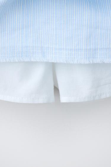 JUPE À VOLANTS AVEC LIN ET COTON - Bleu / Blanc de Zara - Image 3