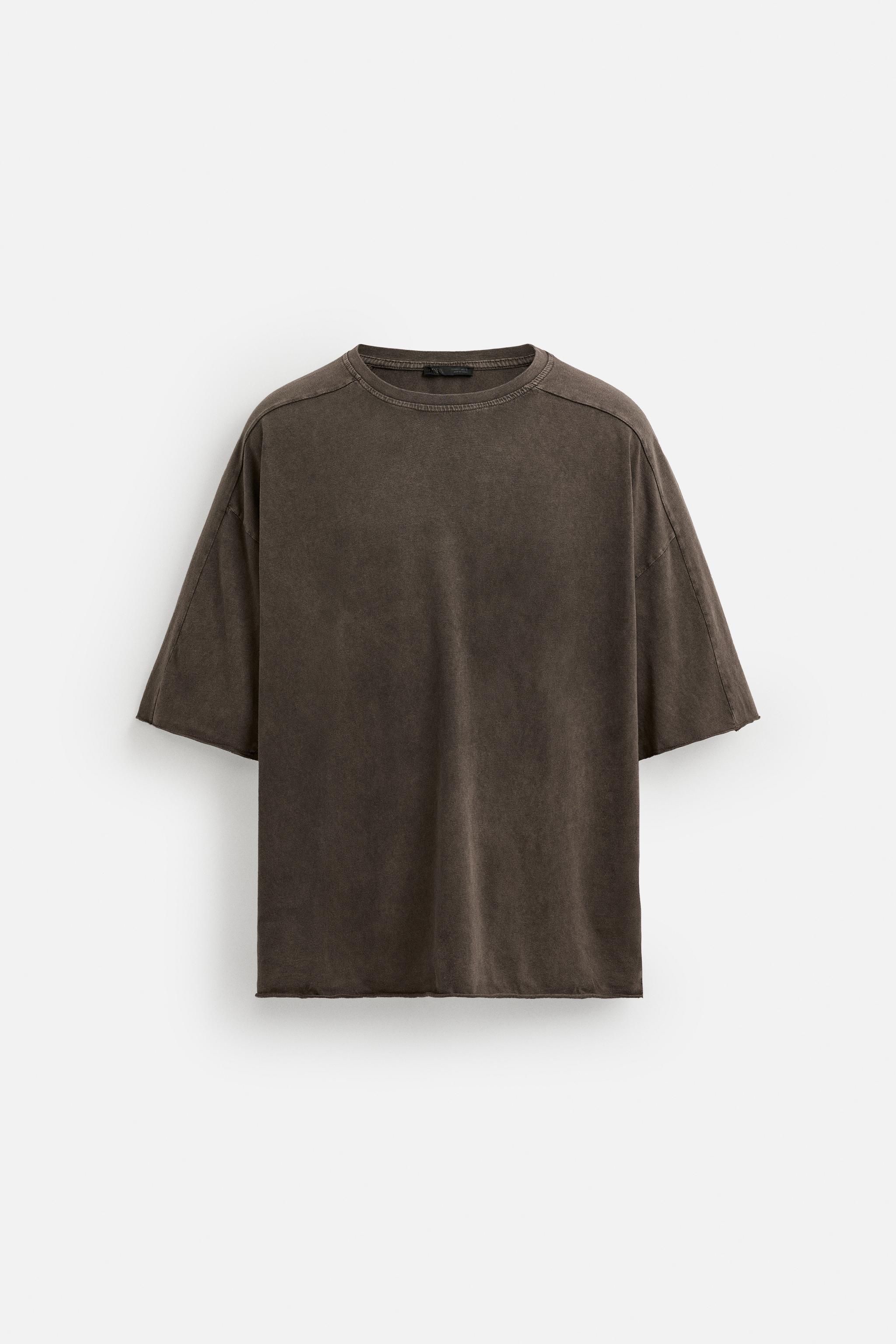 【ZARA】ウォッシュ加工リラックスフィットＴシャツ4087/497/700 ウォッシュ加工ニットTシャツ - カーボングレー | ZARA Japan