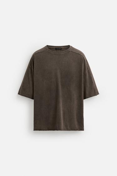 WASHED RELAXED FIT T-SHIRT - Brown by Zara - Image 7
