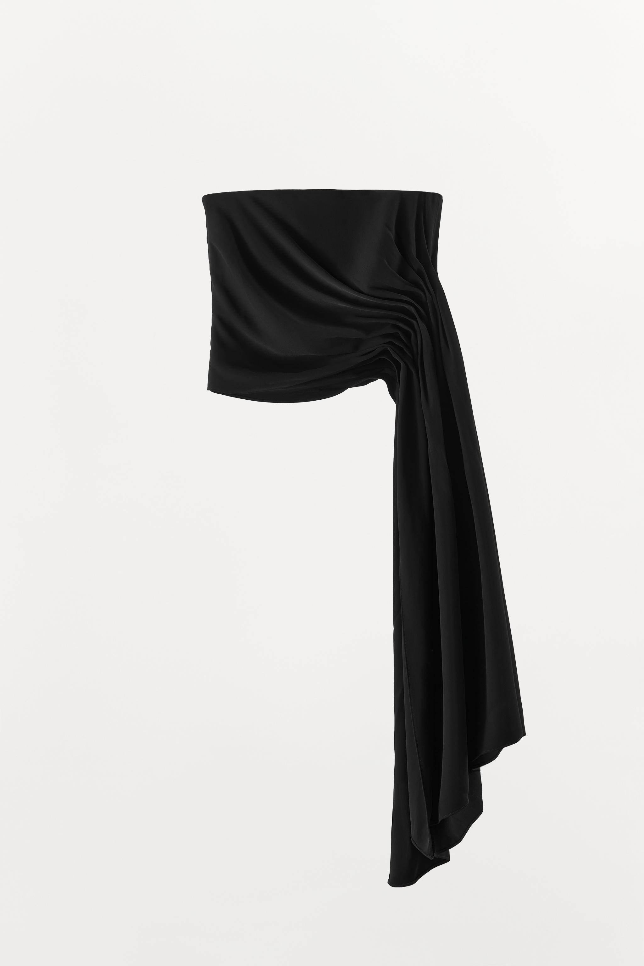 Zara Asimetrik Krepe Straplez Top görsel 4