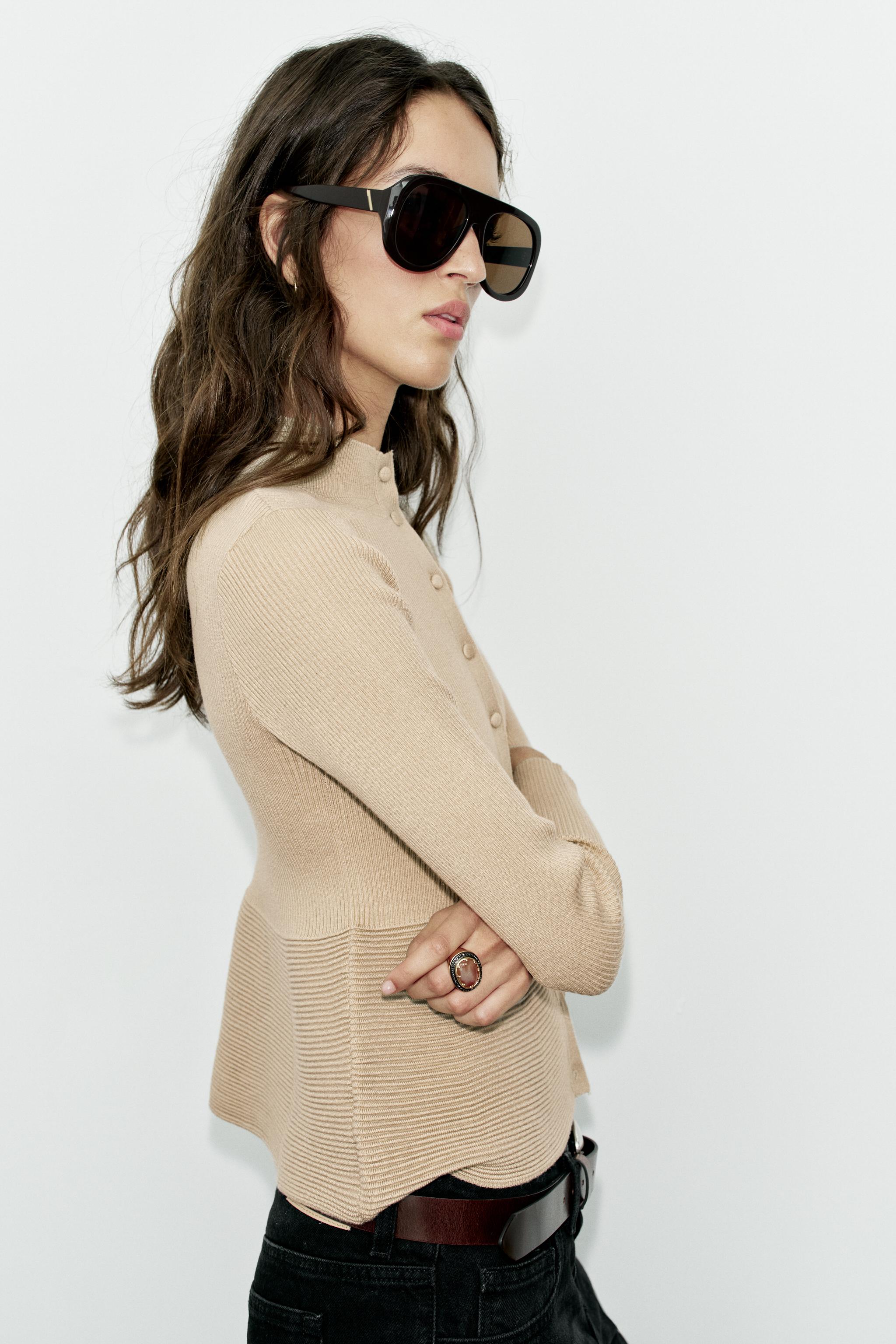 Женские кардиганы Zara RIB KNIT COVERED BUTTON CARDIGAN — фото 4