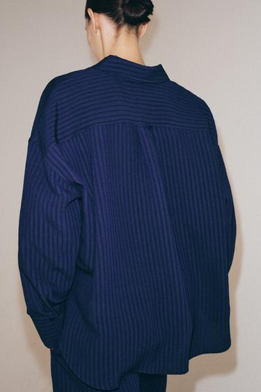 STRIPED JACQUARD SHIRT ZW COLLECTION - Navy blue by Zara - Image 2