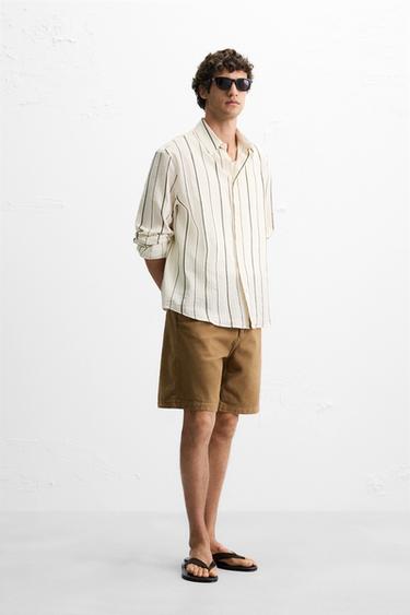 STRIPED JACQUARD SHIRT - Ecru / Beige by Zara - Image 4