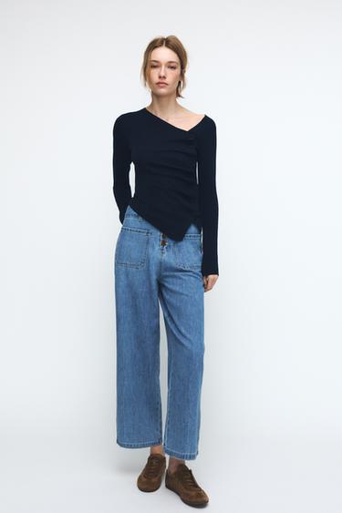 JEANS Z1975 CULOTTE TIRO ALTO BOTONES - Azul claro de Zara