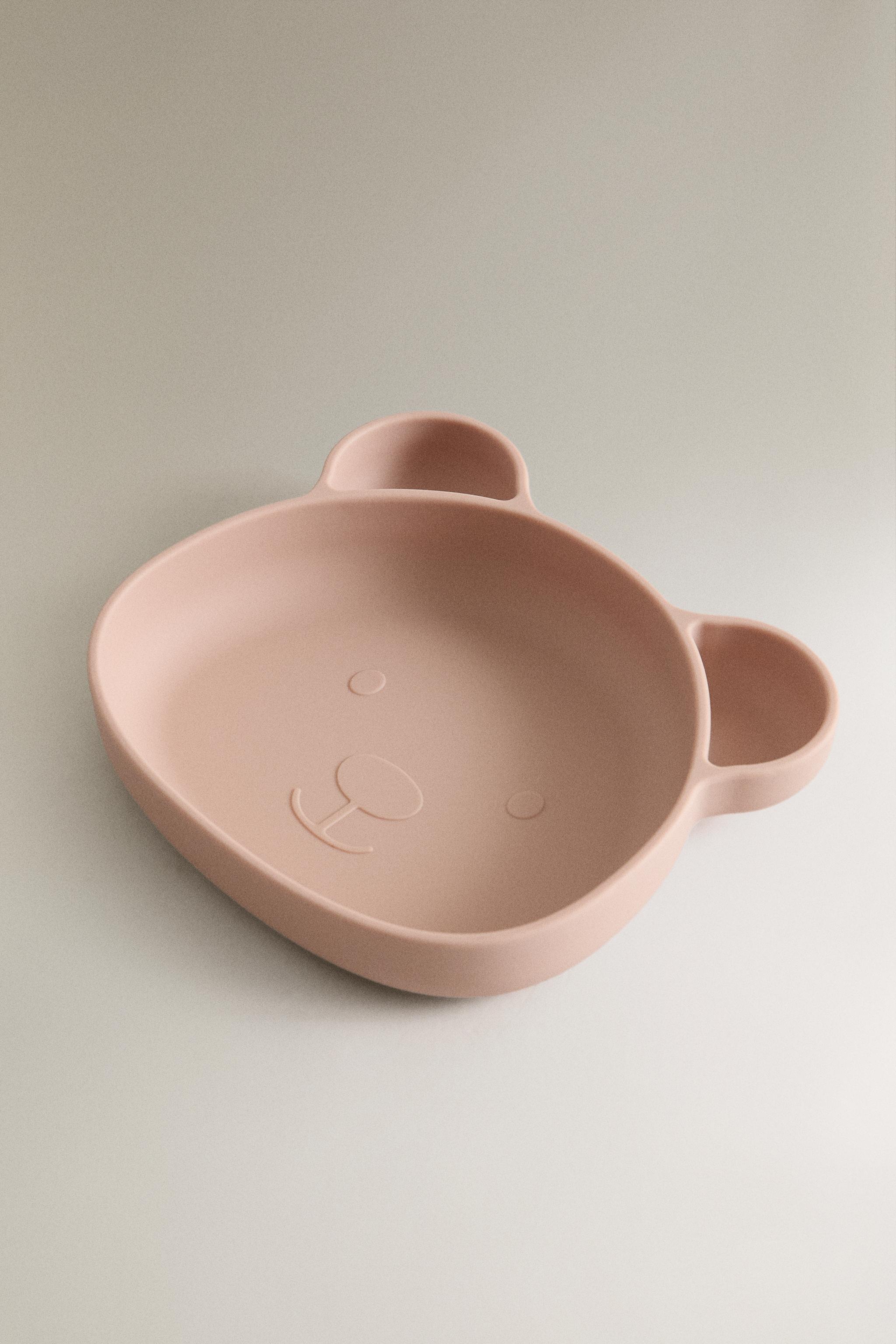 KIDS' BEAR SILICONE PLATE — Pink