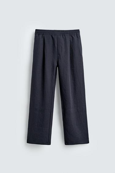 FLOWING PLEATED TROUSERS - Navy blue by Zara