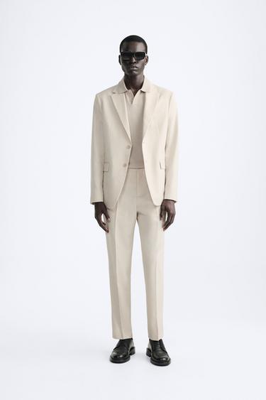 КОСТЮМНЫЕ БРЮКИ ИЗ РЕЛЬЕФНОЙ ТКАНИ — ЭКРЮ от Zara — изображение 0