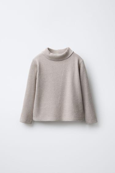CAMISETA CANALÉ CUELLO VUELTO  - Khaki claro de Zara