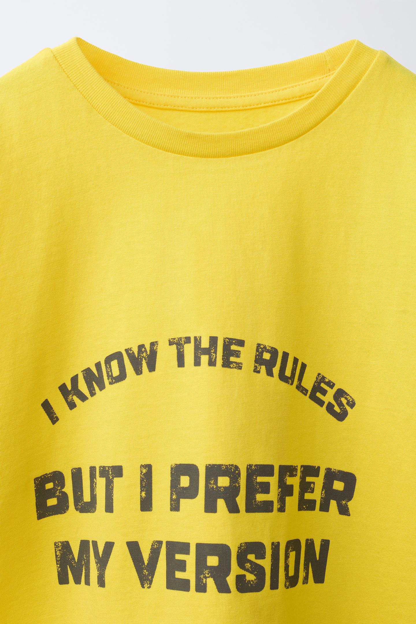 Детская футболка Zara Text Print, цвет: Яркий жёлтый — фото 4