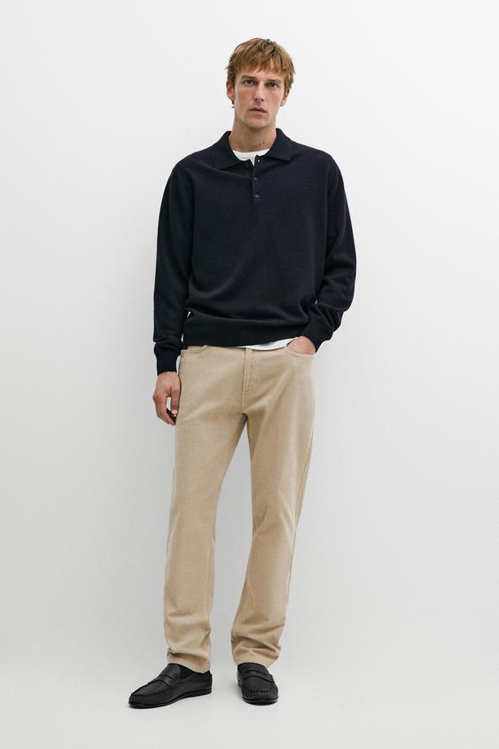 Zara Wool blend polo sweater - Navy marl - Image 0