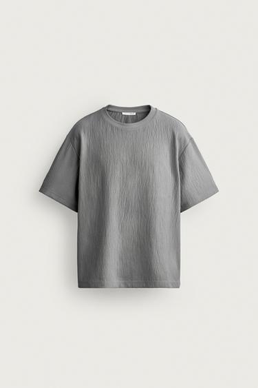 TEXTURED RELAXED FIT T-SHIRT - Grey by Zara